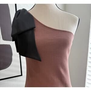 Maeve by Anthropologie Bow Shoulder Ribbed Tank Top Brown XS